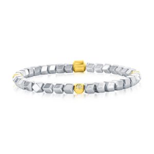 Stainless Steel Multi-Cut Bead Bracelet - Silver & Gold