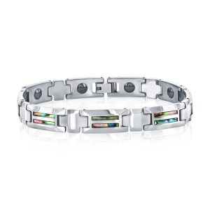 Magnetic Link Tungsten Bracelet - Genuine Abalone