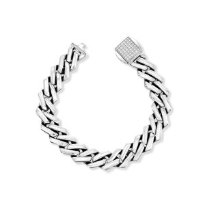 Stainless Steel, 13mm Monaco, CZ Lock Bracelet