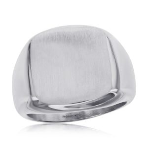 Stainless Steel Brushed Square Ring