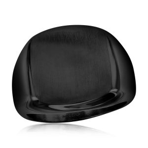 Stainless Steel Brushed Square Ring - Black Plated