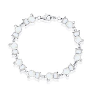 Sterling Silver "Cats" Bracelet - Mother of Pearl