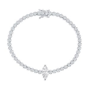 Sterling Silver, Marquise & Round CZ Tennis Bracelet