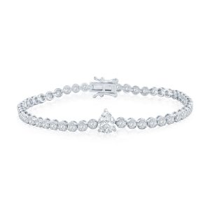 Sterling Silver, Pearshaped & Round CZ Tennis Bracelet