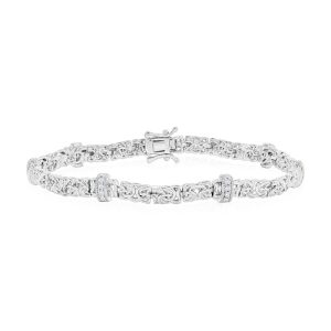 Sterling Silver Byzantine Design CZ Bracelet