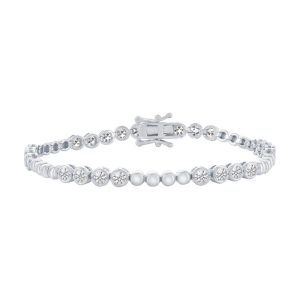 Sterling Silver, Round 3mm Bezel-Set CZ & Bead Bracelet