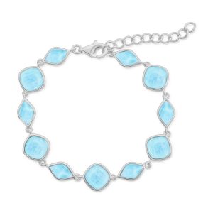 Sterling Silver, Multi-Shaped Link Bracelet - Larimar