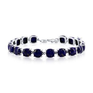 Sterling Silver, 6.5mm 4-Prong Tennis Bracelet - Lapis