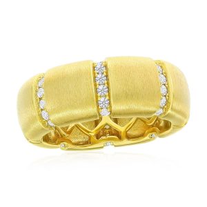 Sterling Silver Lined CZ & Matte Eternity Ring - Gold Plated