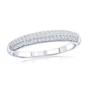 Sterling Silver Half Eternity Pave CZ Ring
