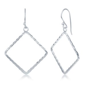 Sterling Silver Open Square Earrings