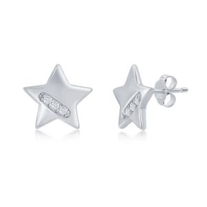 Sterling Silver Star CZ Earrings