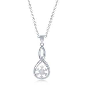 Sterling Silver Snowflake Pearshaped Pendant