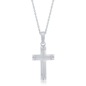 Sterling Silver, Textured Cross Pendant
