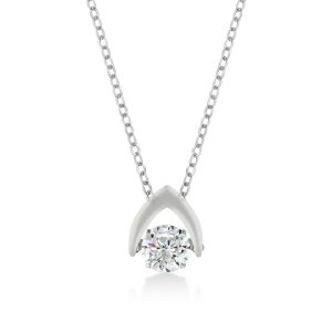 Sterling Silver Shimmering Dancing CZ Pendant w/Chain
