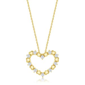 Sterling Silver CZ Heart Pendant - Gold Plated