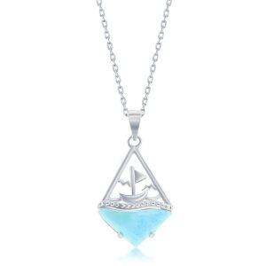 Sterling Silver, Boat-at-Sea Larimar Necklace