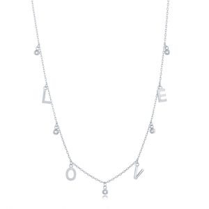 Sterling Silver 'LOVE' & CZ Charms Necklace