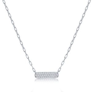 Sterling Silver Small CZ Bar Necklace