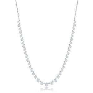 Sterling Silver Graduating Round CZ Necklace