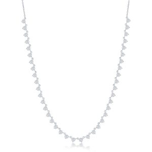 Sterling Silver Round CZ Station Necklace