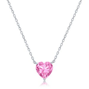 Sterling Silver 8MM Rose "October" Heart Perciosa Crystal Necklace