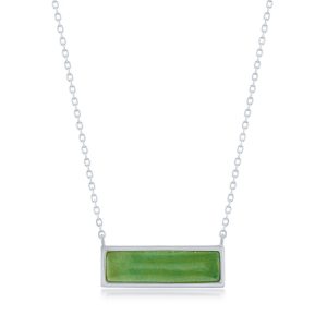 Sterling Silver, Jade Bar Necklace