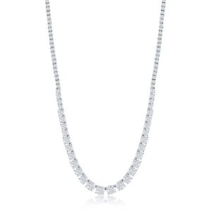 Sterling Silver Graduating Round CZ Tennis Necklace