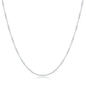 Sterling Silver Diamond-Cut Long Square Beads Chain