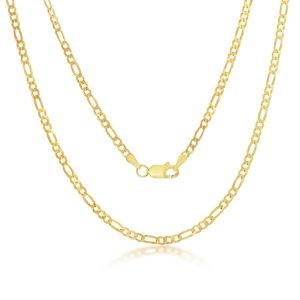 Sterling Silver, 2.8mm Figaro Chain - Gold Plated