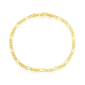 Sterling Silver, 3.5mm Figaro Anklet - Gold Plated