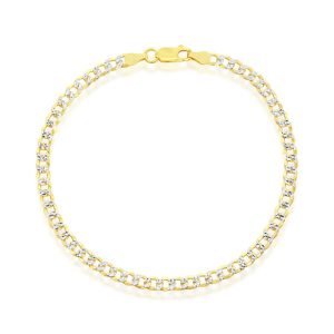 Sterling Silver 4mm Pave Cuban Bracelet - Gold Plated