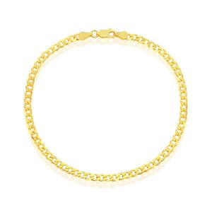 Sterling Silver 3.5mm Cuban Anklet - Gold Plated
