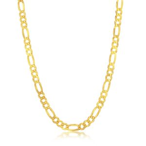Sterling Silver 5mm Flat Figaro Chain - Gold Plated