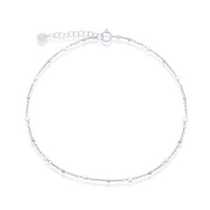 Sterling Silver, Pearl Beaded Anklet