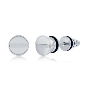 Stainless Steel 8mm Screw Design Stud Earrings