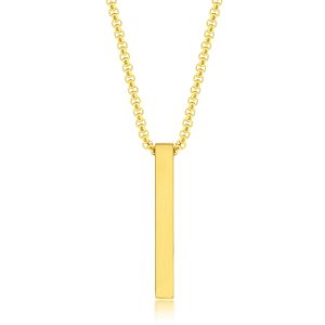 Stainless Steel Vertical Bar Necklace - Gold Plated