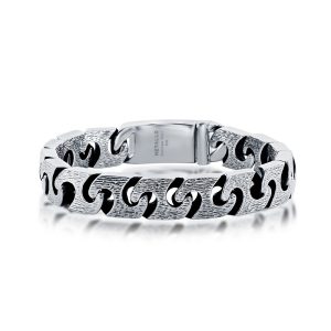 Stainless Steel Textured Linked Bracelet