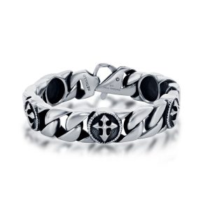 Stainless Steel Cross Design Cuban Link Bracelet