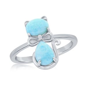 Sterling Silver. Larimar Cat Ring