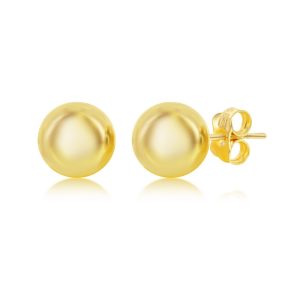 14K Yellow Gold, 10mm Bead Studs