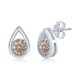 Sterling Silver 'June Birthstone' Pear-shaped Studs - Created Alexandrite