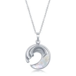 Sterling Silver Wave Pendant w/Chain- MOP