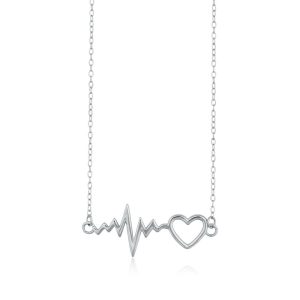 Sterling Silver Heartbeat with Heart Necklace
