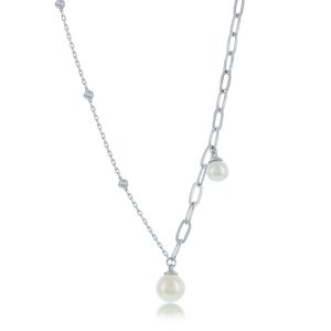 Sterling Silver Paperclip and Beaded Chain, FWP Necklace