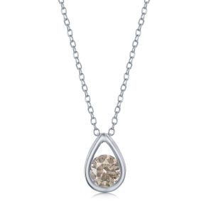 Sterling Silver 'June Birthstone' Pear-shaped Necklace - Created Alexandrite