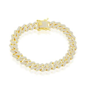 Sterling Silver, 10mm Micro Pave Monaco Bracelet - Gold Plated