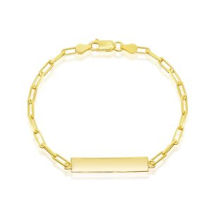 Sterling Silver, Paperclip ID Bracelet - Gold Plated