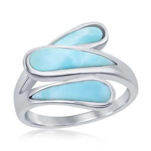 Sterling Silver, Triple Bypass Larimar Ring