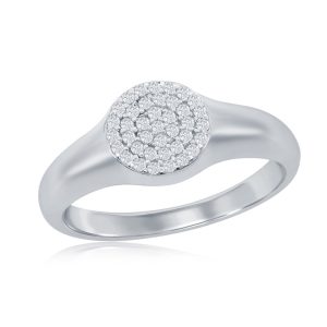Sterling Silver, Micro Pave CZ Round Ring